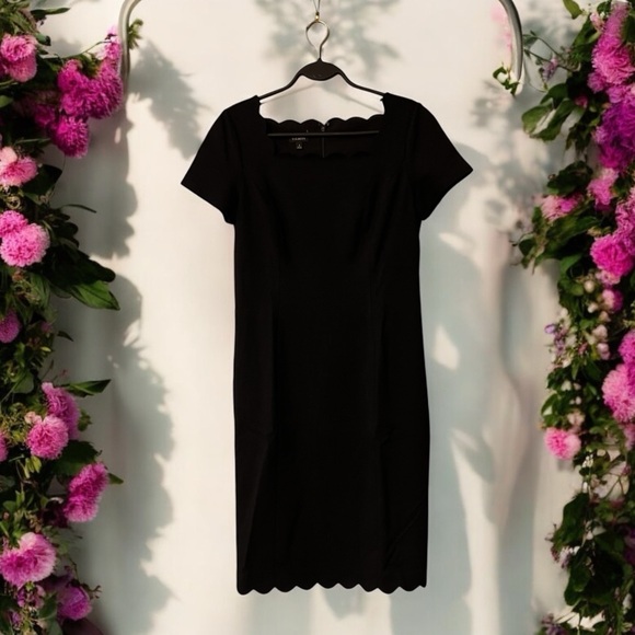 Talbots Black Shift Dress with Scalloped Edges - Picture 5 of 15